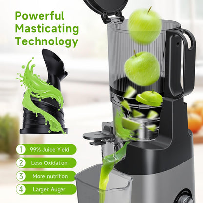 Cold Press Juicer,5.8" Extra Large Feed Chute Fit Whole Fruits & Vegetables,350W Slow Masticating Juicer Machines,Easy to Clean,High Juice Yield