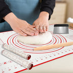 Rolling-Pin-Silicone-Baking-Mats-Set, Nonstick Dough Rolling Pastry Mat for Cookie Macaroon Pie Crust Pizza, Heat-resistant Silicone Baking Sheets for Oven, Silicon Macaroons Baking Mats