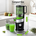 Juicer Machines, Aeitto Cold Press Juicer,4.9" Wide Mouth Fits for Whole Fruits and Vegetables, Slow Masticating Juicer Easy to Clean, High Juice Yield,Black
