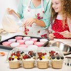 12 Count x 12 Sets Plastic Cupcake Containers, Durable and BPA-Free Cupcake Holder with Lid for Easy Transport Storage, Stackable Clear Cupcake Carriers, Reusable Dessert Boxes