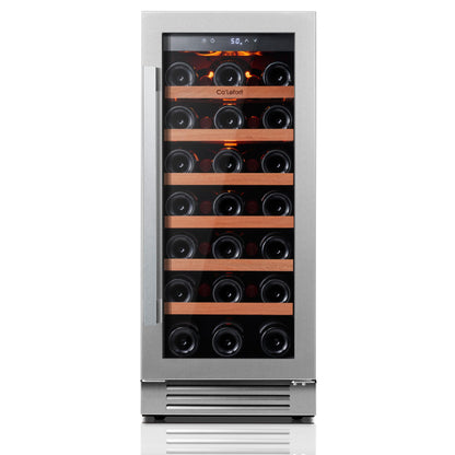 Ca'Lefort 15 Inch Wine Fridge, 33 Bottle Wine Cooler Refrigerator, 40-65°F Wine Refrigerator Glass Door, 3 LED Wine Fridge, Built-in or Freestanding Wine Fridge for Home/Bar/Kitchen (3.0 cu.ft)