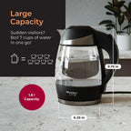Czajnik elektryczny Mueller Living, czajnik elektryczny do zagotowania wody, 1500 W SpeedBoil Teach, automatyczne wyłączanie, 1,8 l bezprzewodowy z oświetleniem LED, czajnik ze szkła borokrzemianowego, podgrzewacz wody, bez BPA