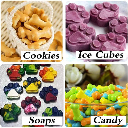 3 Pack Puppy Dog Paw and Bone Silicone Molds, Non-Stick Food Grade Silicone Molds Cookie Cutters for Chocolate, Candy, Jelly, Ice Cube, Dog Treats