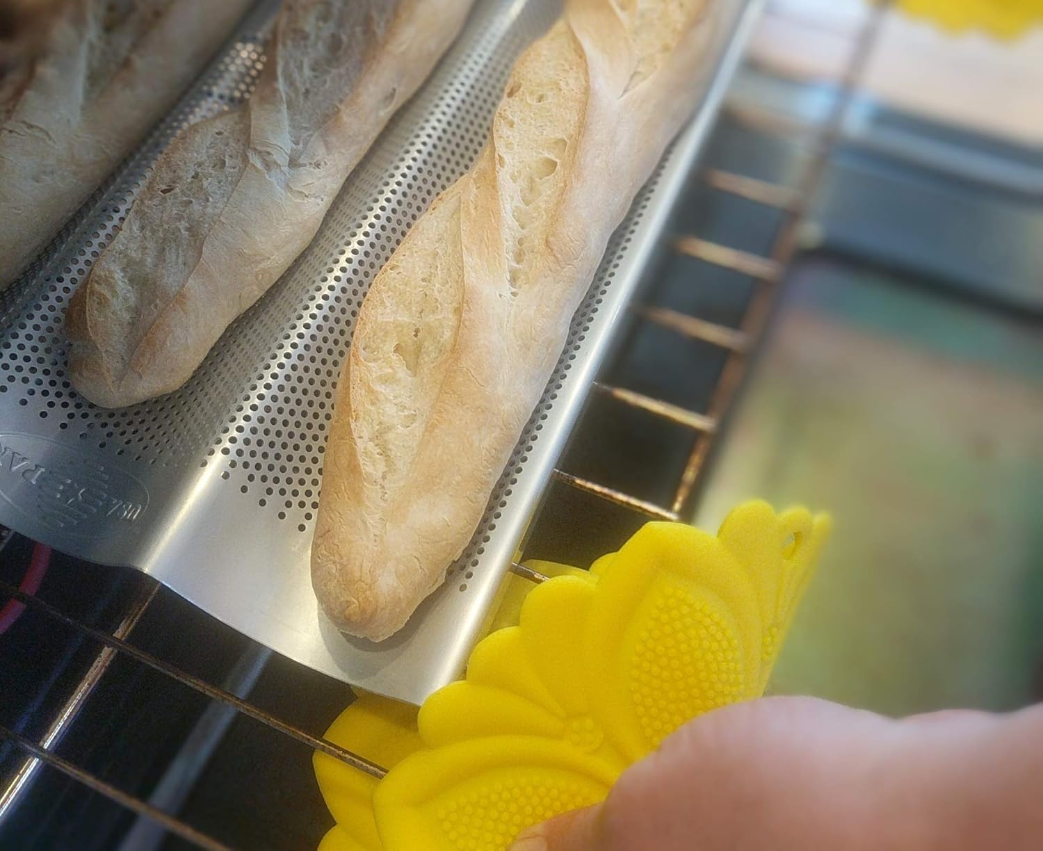 USA Pan Bakeware Aluminum Perforated Nonstick French Baguette Bread Pan, 3-Loaf