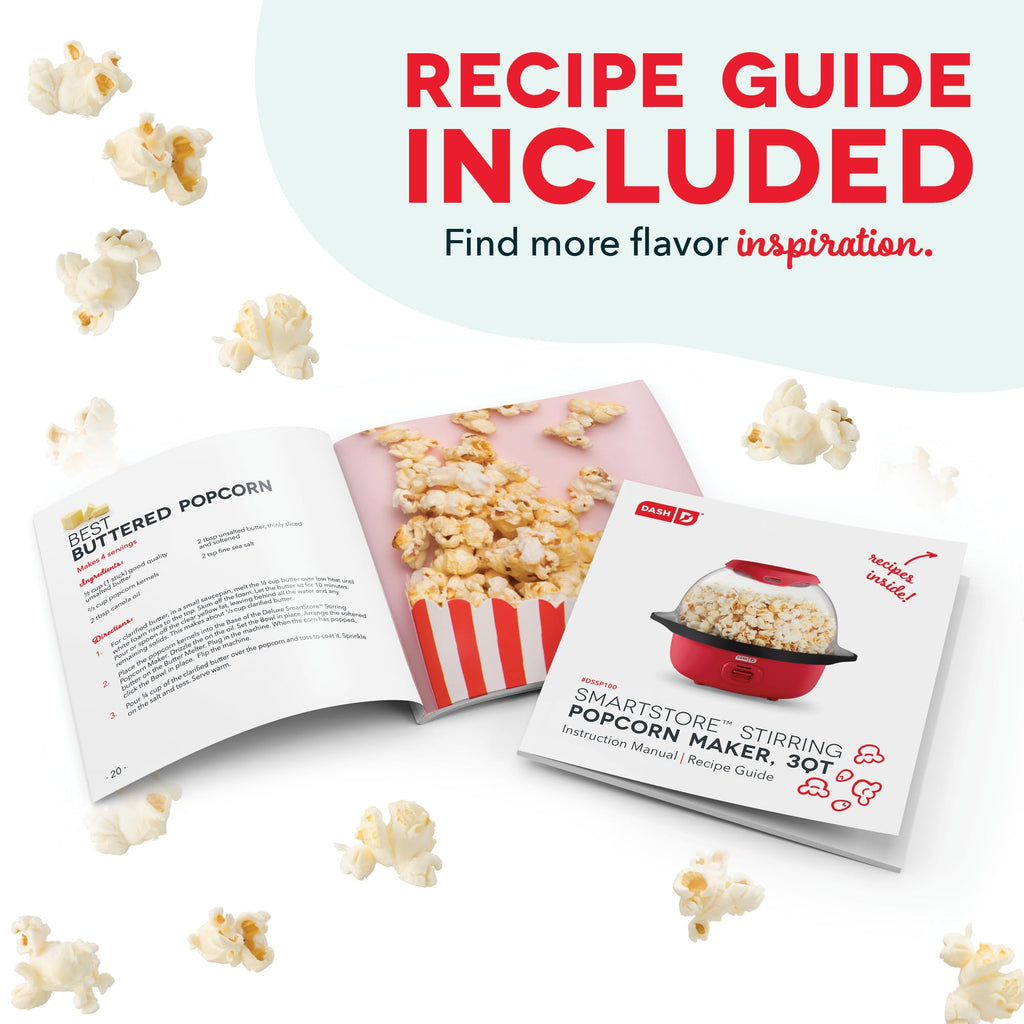 DASH SmartStore™ Maszyna do mieszania popcornu, 3QT Elektryczna maszyna do popcornu na gorący olej z przezroczystą misą, 12 filiżanek - Aqua