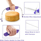 WAFJAMF Adjustable Cake Leveler Cutter, Professional Cake Slicer with Stainless Steel Wires and Handle for Leveling Tops of Layer Cakes Suitable for 10 Inch Cake