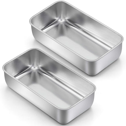 LIANYU 8 Pack 9x5 Loaf Pans for Bread Baking, Stainless Steel Baking Bread Pans, Small Loaf Tins for Homemade Brownies and Pound Cakes, Dishwasher Safe