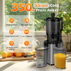 Juicer Machines with 6.1" Extra Large Feed Chute, Cold Press Juicer For Whole Vegetables and Fruits, 350W Professional Masticating juicer Easy to Clean for Batch Juicing (Titanium Gray)