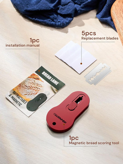 Bread Lame, Magnetic Storage Sourdough Scoring Tool With 5 Individual Blades For Artisan Bread, Essential Sourdough Baking Supplies, Scoring Knife for Bread Baking