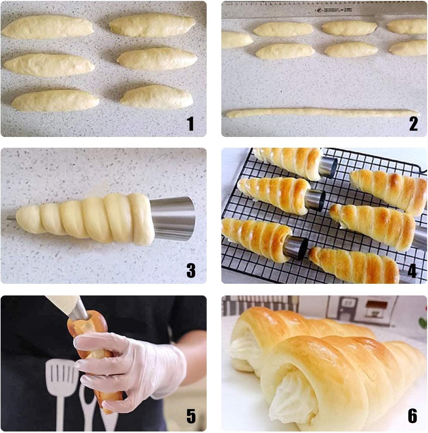Woohome 34 PCS Stainless Steel Cannoli Form Tubes, Cream Horn Mold, 20 PCS Diagonal Shaped and 10 PCS Cone Tubular Shaped Mold,Baking Moulds Tubes for Danish Pastry Cream Roll Mold