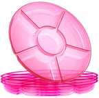 Plasticpro 6 Sectional Round Plastic Serving Tray/Platters Clear Pack of 2