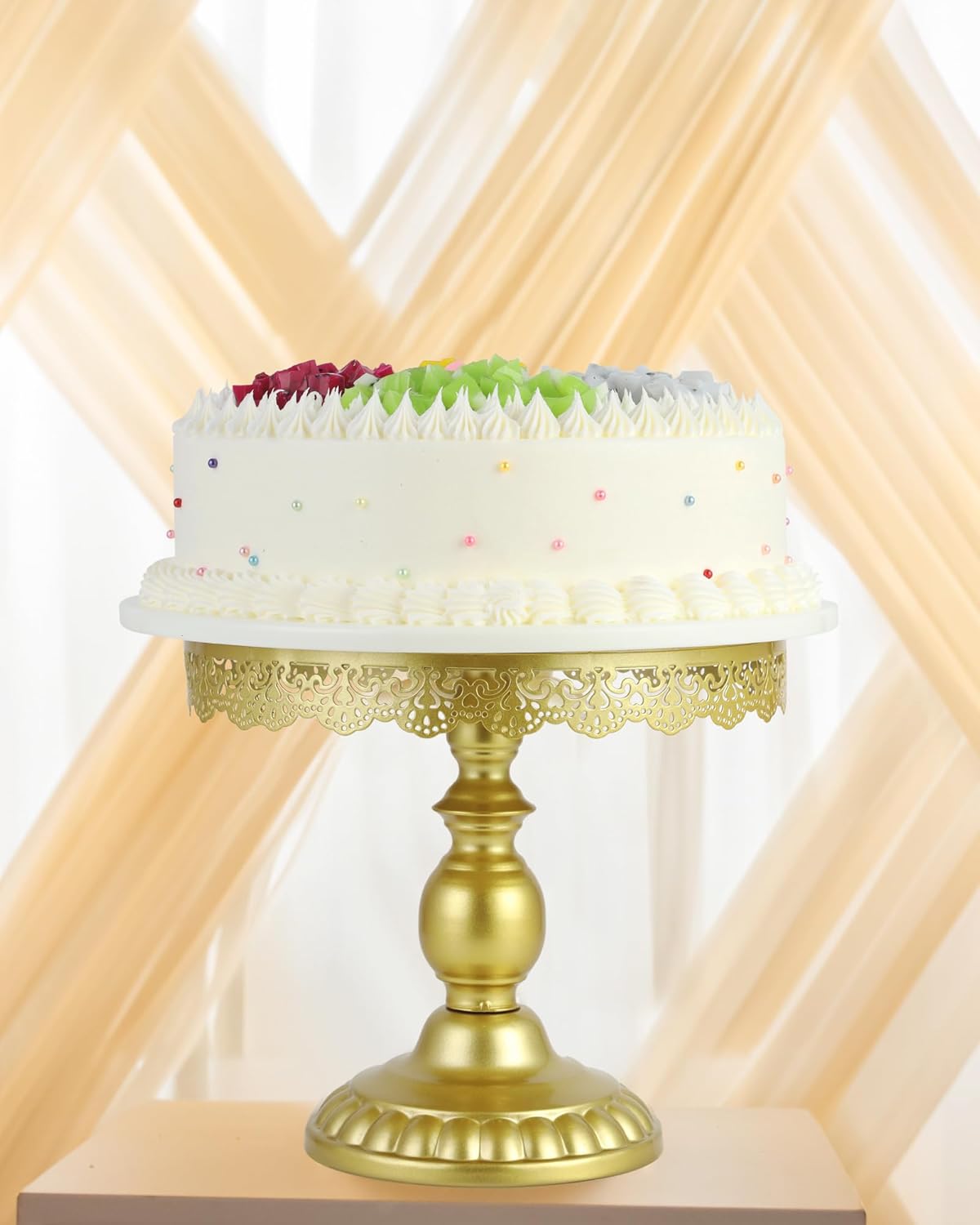 ZUMELER Gold 5Pcs Cake Stands Set Metal Round Cupcake Holder Cookies Dessert Display Plate Serving Tower Tray Platter with Handl for Baby Shower Wedding Birthday Party Celebration