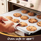 Baking Sheet with Racks Set [2 Sheets + 2 Racks], Stainless Steel Baking Sheets with Cooling Racks, Nonstick Pan, Warp Proof & Rust Proof & Easy to Clean, Size 12 X 10 X 1 Inch