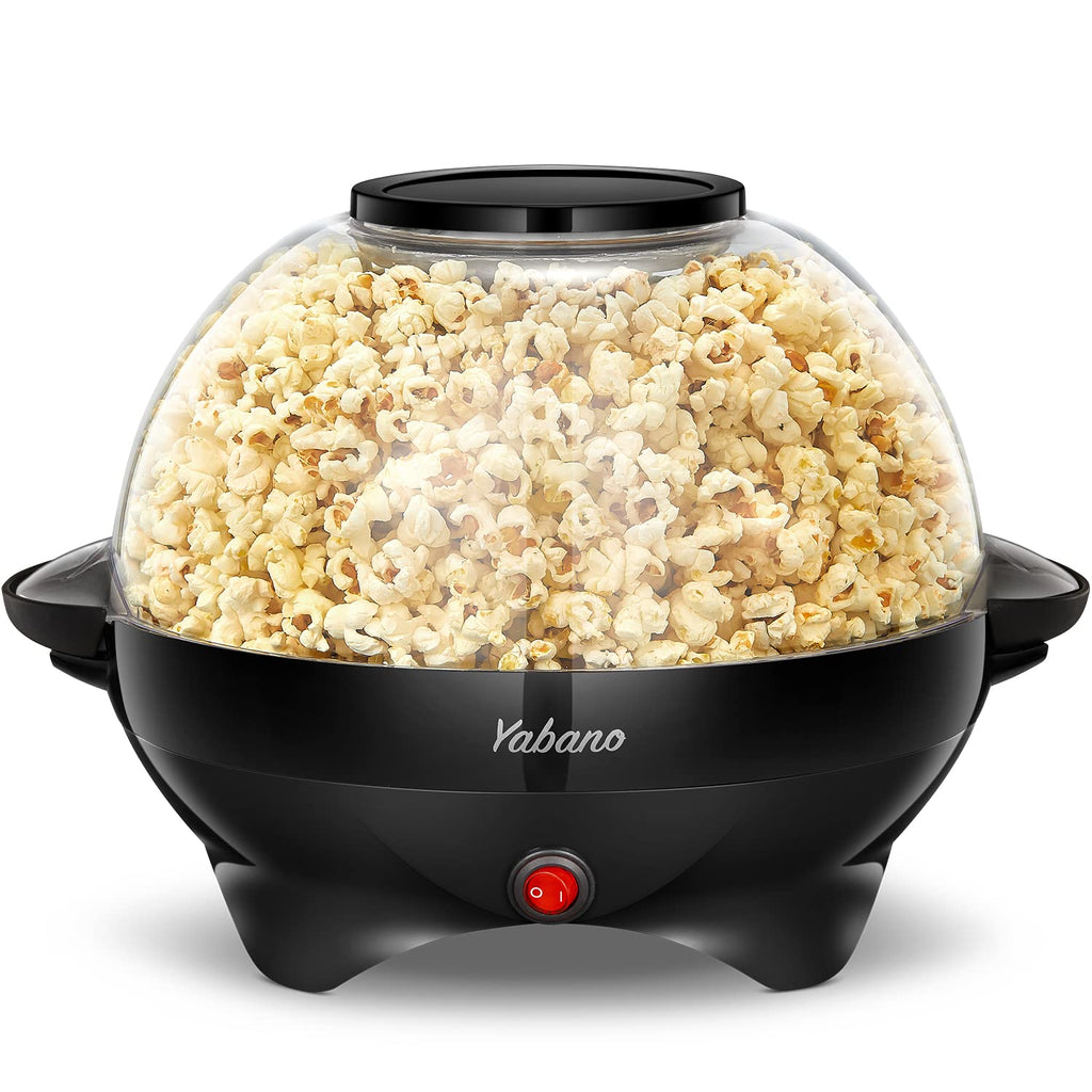 Maszyna do popcornu, 6-kwartowa maszyna do popcornu, nieprzywierająca płyta, elektryczne mieszanie z technologią szybkiego nagrzewania, uchwyty Cool Touch (czarne)