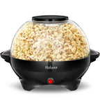 Maszyna do popcornu, 6-kwartowa maszyna do popcornu, nieprzywierająca płyta, elektryczne mieszanie z technologią szybkiego nagrzewania, uchwyty Cool Touch (czarne)