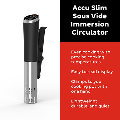 Instant Pot Accu Slim Sous Vide 800W Precision Cooker,Immersion Circulator,Ultra-Quiet Fast-Heating with Big Touchscreen Accurate Temperature and Time Control,Waterproof