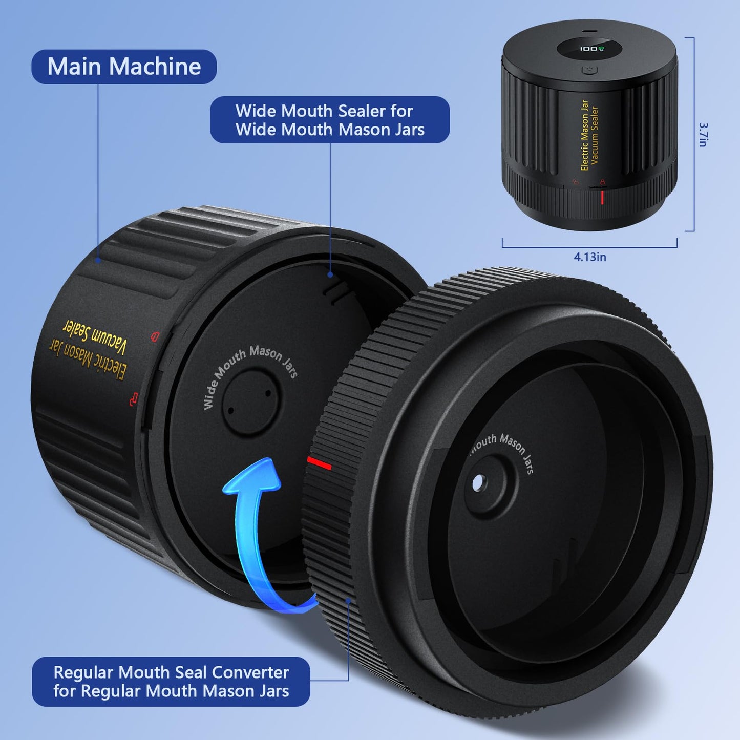 LOVE MOMENT Electric Mason Jar Vacuum Sealer Kit for Wide Mouth and Regular Mouth Mason Jars