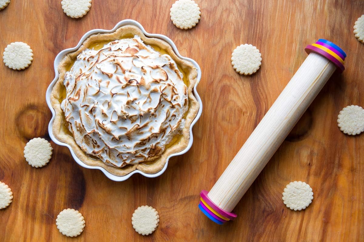 Rolling Pin Guide Ring Spacer Bands (8 Piece Set) Multicolored Flexible Silicone Slip On Baking Accessories Fit 1 3/4” to 2” Wide Dough Rollers