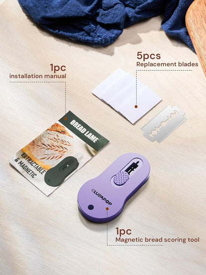 Bread Lame Sourdough Scoring Tool, Extractable & Magnetic Lame Scoring Tool, Bread Dough Cutter Slashing Razor Tool, Bread Scoring Tool for Sourdough Bread Baking - Scoring Knife