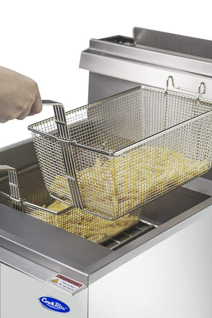 CookRite ATFS-40 Commercial Deep Fryer with Baskets 3 Tube Stainless Steel Natural Gas Floor Fryers-102000 BTU