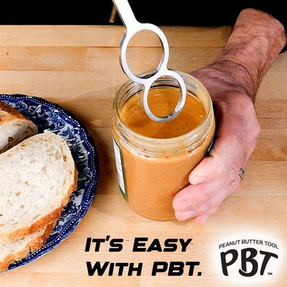 PBT - Peanut Butter Mixer, Stainless Steel Stirring Tool for Natural Peanut Butter, Dough, Yogurt, Sauces, and More - Fits Any Container Size, Less Mess, Dishwasher Safe (BLACK)