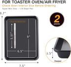 HONGBAKE 2 Pack 9.7X7.5" Toaster Oven Pans for Baking, 57% Thicker Nonstick 1/8 Cookie Sheet Pan Set, Small Baking Tray, Dishwasher Safe and Heavy Duty, Black