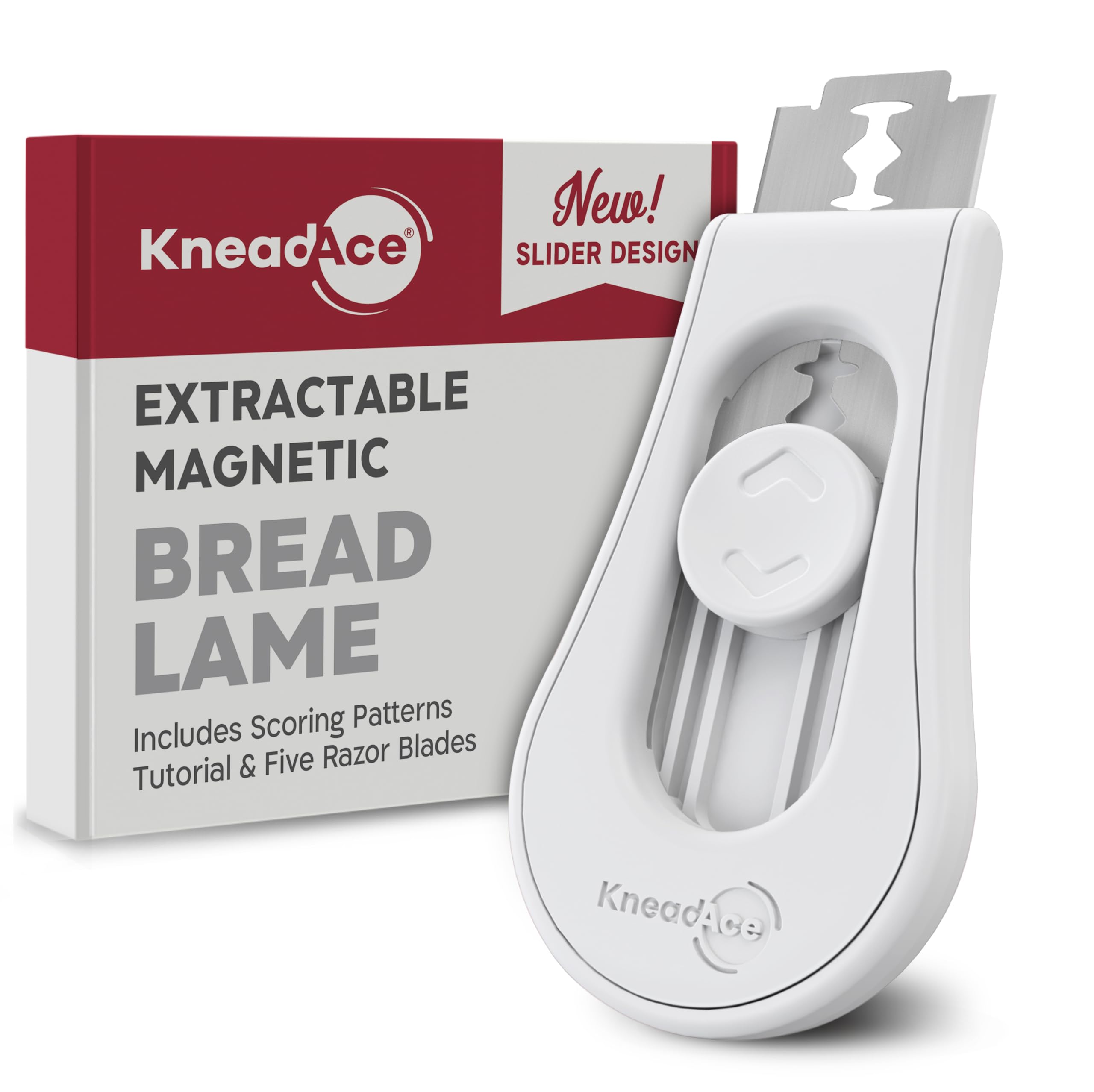 Upgraded Extractable & Magnetic Bread Lame Dough Scoring Tool - Professional Sourdough scoring tool for Sourdough Bread baking & Bread Making Tools - Scoring Patterns booklet & 5 Razor Blades