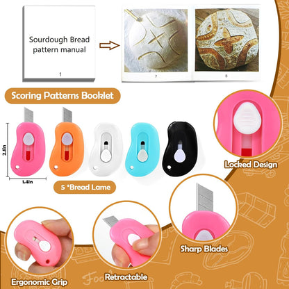 XANGNIER Bread Lame Dough Scoring Tool,5 Pack Sourdough Scoring Tools,Bread Dough Cutter Slashing Razor Tool,Bread Baking & Making Tools Supplies Accessories