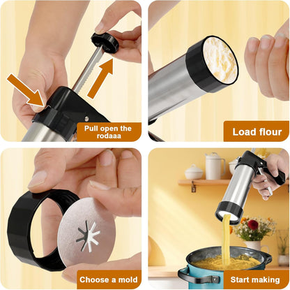 Churro Maker Machine, Stainless Steel Churro Gun Kit, Churros Maker Gun, Cookie Press Set with 1 Tips, 3 Discs, 2 Brushes