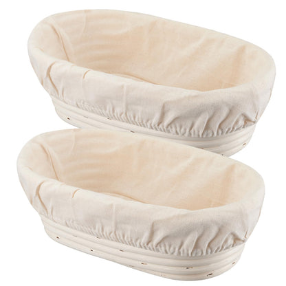Banneton Bread Proofing Basket Banneton Basket Set Sourdough Proofing Basket Round Proofing Bowls Handmade Rattan Baskets and Liners (Round 9 inch set of 2)