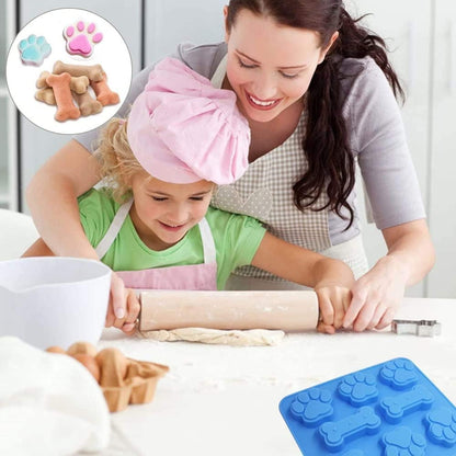 3 Pack Puppy Dog Paw and Bone Silicone Molds, Non-Stick Food Grade Silicone Molds Cookie Cutters for Chocolate, Candy, Jelly, Ice Cube, Dog Treats