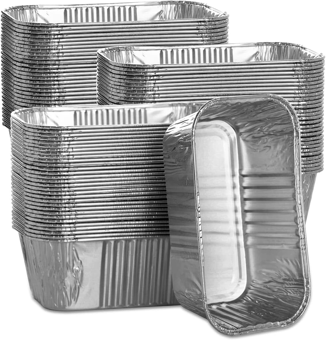100 Pack 1Lb Aluminum Mini Loaf Baking Pans, 6” x 3.5” x 2” Heavy Duty Disposable Loaf Pans, Thick Foil Bread Pans for Baking Holiday Treats Food Storage and Takeout