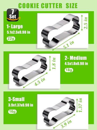 Set of 7，4 Pieces Silicone Molds Puppy Dog Paw & Bone Shaped and 3 Pieces Stainless Steel Bone Cookie Cutter,for Homemade Treats and Cat Animal Paw Ice Candy Chocolate Baking Mold.