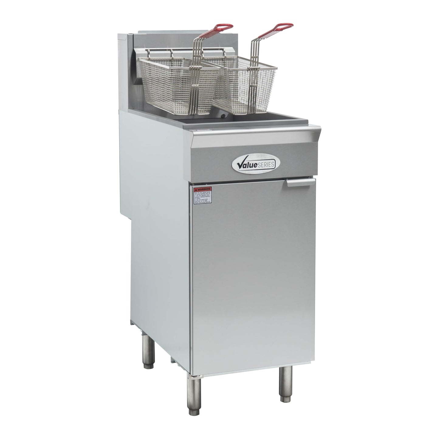 Value Series Commercial Deep Fryer, 40 lb. Stainless Steel Floor Fryer for Restaurants, 3 Heating Tubes, 90,000 BTU, Liquid Propane Powered (29R-001-LP)