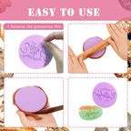 4Pcs Happy Birthday Fondant Embosser 3D Design Acrylic Mould Cookie Stamp, Cookie Cutters for DIY Baking Cake/Sugar Paste/Cupcake/Chocolate (3.15 inch, Random Colors)
