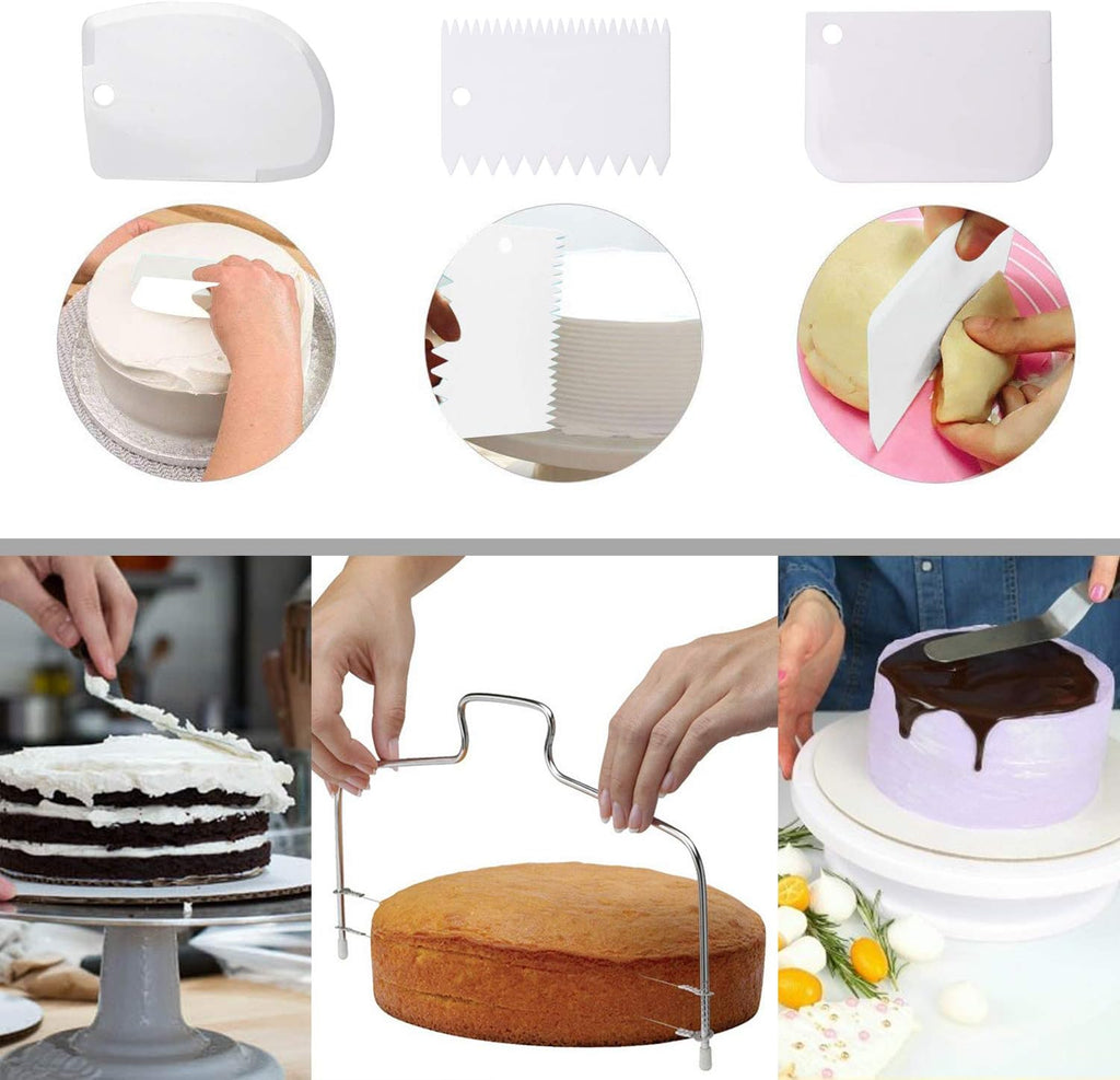 Cake Decorating Turntable,Cake Decorating Supplies with Decorating Comb/Icing Smoother(3pcs),2 Icing Spatula with Sided & Angled …