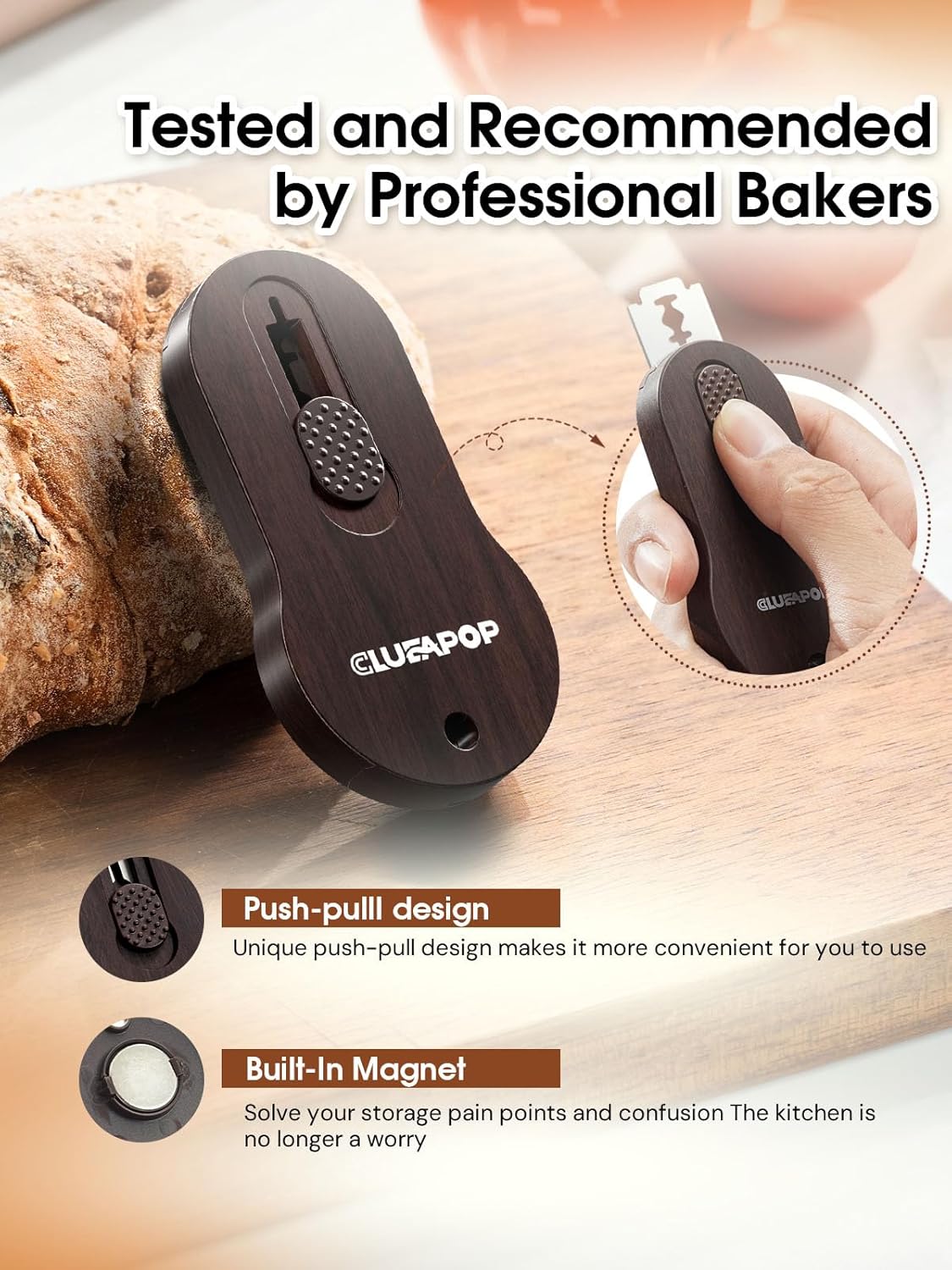 Bread Lame | Sourdough Scoring Tool | Bread Scoring Tool | Lame Bread Tool | Sourdough Tools Includes 5 Bread Razor Blades, Extractable & Magnetic Scoring Knife for Bread Baking