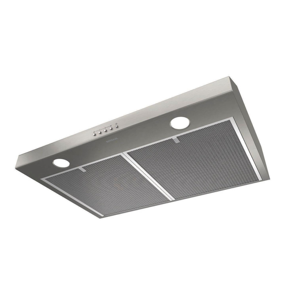 Broan-NuTone BCSQ130SS Trzybiegowy okap Glacier podszafkowy z oświetleniem LED, zgodny z normami ADA, 1,5 Sones, maks. dmuchawa 375 CFM, 30 cali, stal nierdzewna