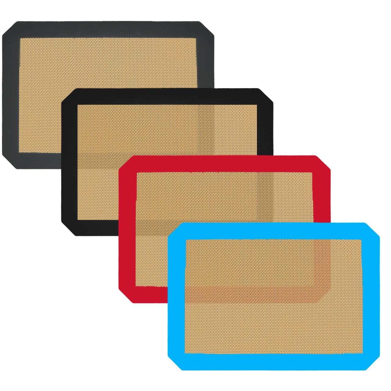 Small Silicone Baking Mats, Set of 4,11-4/5x8-1/4 Inch Quarter Sheet Size, Non Stick, BPA Free, 1/4 Baking Sheet Pan Liner for Cookies, Macaron, Bread, Pastry, Toaster (Grey)