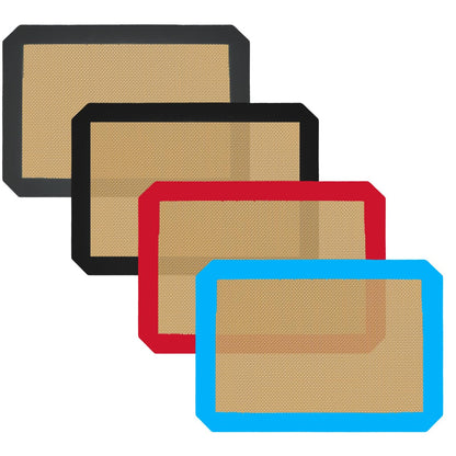 Small Silicone Baking Mats, Set of 4,11-4/5x8-1/4 Inch Quarter Sheet Size, Non Stick, BPA Free, 1/4 Baking Sheet Pan Liner for Cookies, Macaron, Bread, Pastry, Toaster (Grey)