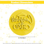 Graduation Fondant Stamp, Congrats Grad Cookie Stamp, 3D Raised Design Graduation Fondant Embosser for DIY Baking Cake Decorating Cookies Sugar Paste Cupcake Topper, 3.15inch, Yellow