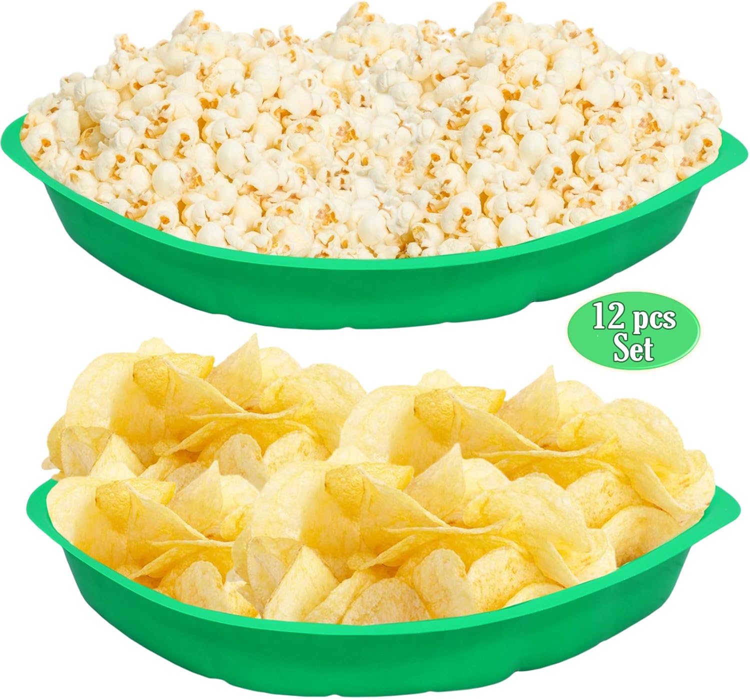 Palm Leaf Serving Trays | 12 Pcs Green Plastic Hawaiian Snack Trays | Luau Party Decorations Serveware | Tropical Party Serving Platter | BBQ, Summer, Beach, Island, Jungle Serving Tray | By Anapoliz