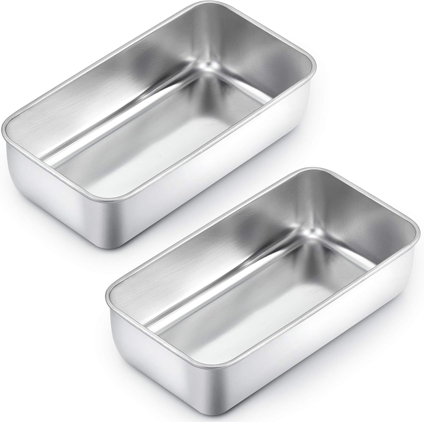 TeamFar Loaf Pans for Baking Bread, 9 × 5 Inch Stainless Steel Loaf Bread Pans Tins for Homemade Brownies, Healthy & Sturdy, Oven & Dishwasher Safe - Set of 2
