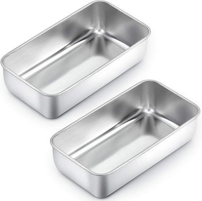 TeamFar Loaf Pans for Baking Bread, 9 × 5 Inch Stainless Steel Loaf Bread Pans Tins for Homemade Brownies, Healthy & Sturdy, Oven & Dishwasher Safe - Set of 2