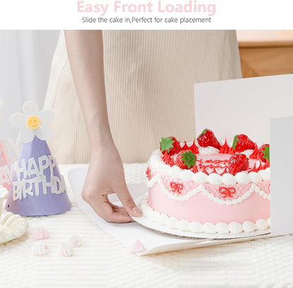 3 Pack Cake Boxes, 10x10x8 Inches Tall Cake Box with Cake Boards, White Bakery Boxes with Window, Disposable Cake Containers with Lids for Cake, Donuts, Pies, Cookies, Wedding, Birthday, Party