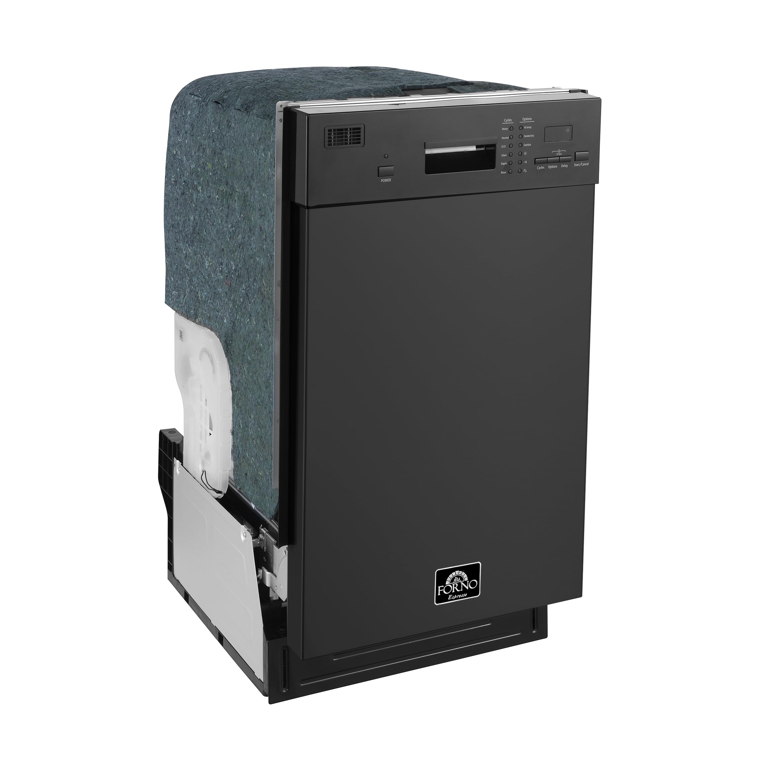 FORNO 18” POLO Dishwasher in Black with 8 Place Settings - Kitchen Dishwasher with Front Push Control and 3 Module Basket - Energy Efficient Dishwasher with 6 Wash Program - 52 dBa
