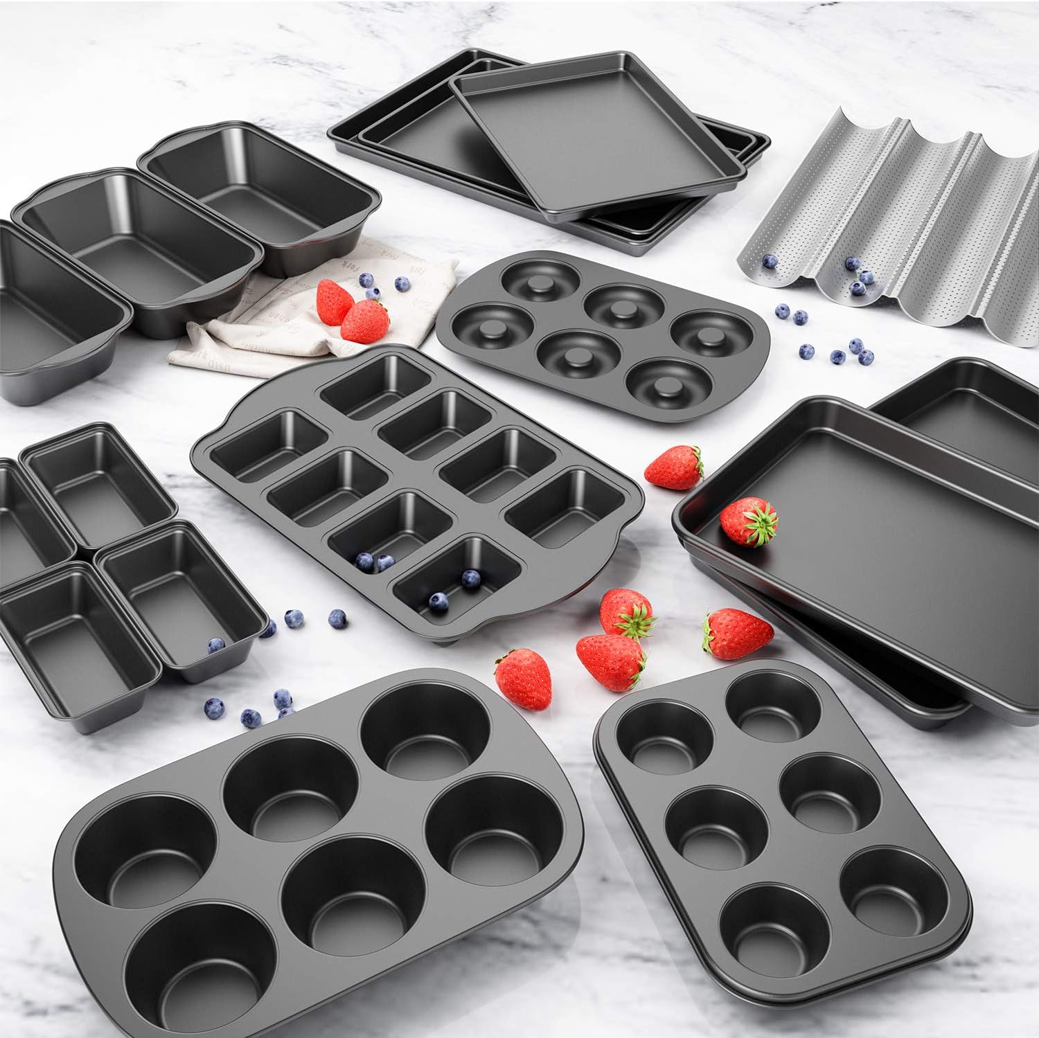 Tiawudi 2 Pack Rectangular Tart Pan, Non-Stick Quiche Pan with Loose Bottom, the Fluted Edges on Your Tarts and Quiches,13 7/8 Inch
