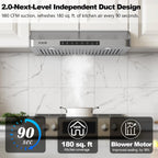 VIKIO HOME Range Hood 30 inch Under Cabinet,Kitchen Hood with 980CFM,3Speed Gesture Sensing&Touch Control Panel,Stainless Steel Kitchen Vent