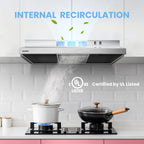 Comfee' CVU30W2AST 30 Inch Ducted Ductless Vent Durable Stainless Steel Kitchen Reusable Filter, 200 CFM, 2 Speed Exhaust Fan Under Cabinet Range Hood