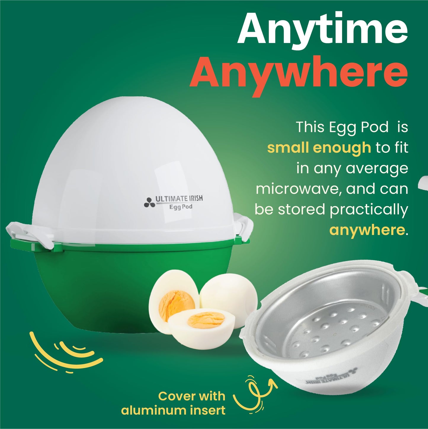 Ultimate Irish Egg Pod -Ronnie Neville’s Original as Seen on TV Microwave Egg Cooker, Perfectly Cooked & Peeled Egg, Capacity 4 Eggs, Boiled Egg Maker, Cooking Accessories, Microwave Egg Boiler Cooker